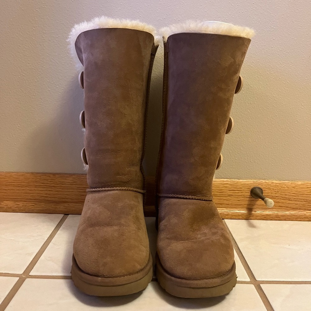 UGG® Bailey Suede Button Triplet II Water-Repellent Cold Weather Tall Boots - Picture 13 of 16